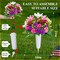 Artificial Cemetery & Memorial Flowers with Vase – Colorful Silk Rose & Lily Gravesite Bouquet, UV-Resistant Outdoor Grave Decoration for Headstones (2 Sets)
